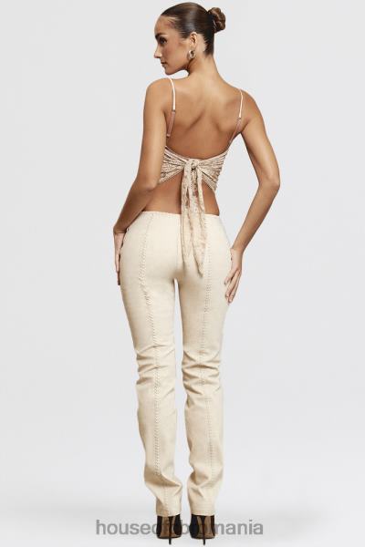 îmbrăcăminte House of CB pantaloni amara beige din piele intoarsa artificiala X4F68891