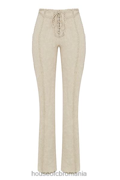 îmbrăcăminte House of CB pantaloni amara beige din piele intoarsa artificiala X4F68891
