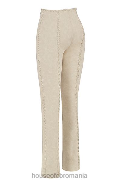 îmbrăcăminte House of CB pantaloni amara beige din piele intoarsa artificiala X4F68891