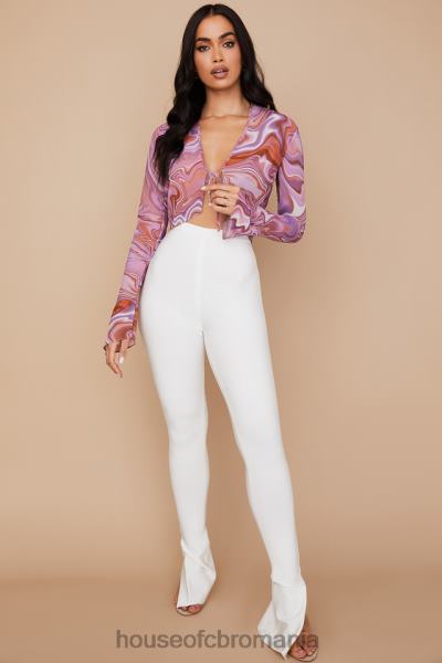 îmbrăcăminte House of CB pantaloni bandaj albi gloriette cu talie înaltă X4F68964