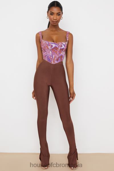 îmbrăcăminte House of CB pantaloni bandaj cu talie înaltă gloriette chocolate X4F68966