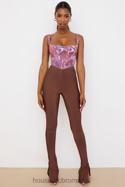 îmbrăcăminte House of CB pantaloni bandaj cu talie înaltă gloriette chocolate X4F68966