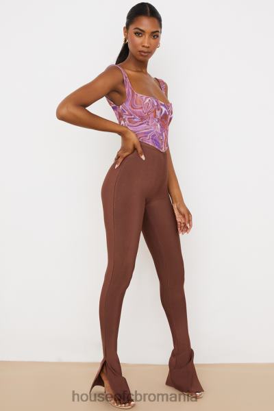 îmbrăcăminte House of CB pantaloni bandaj cu talie înaltă gloriette chocolate X4F68966