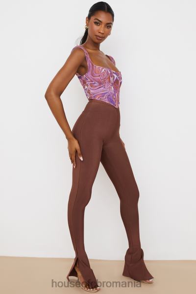 îmbrăcăminte House of CB pantaloni bandaj cu talie înaltă gloriette chocolate X4F68966