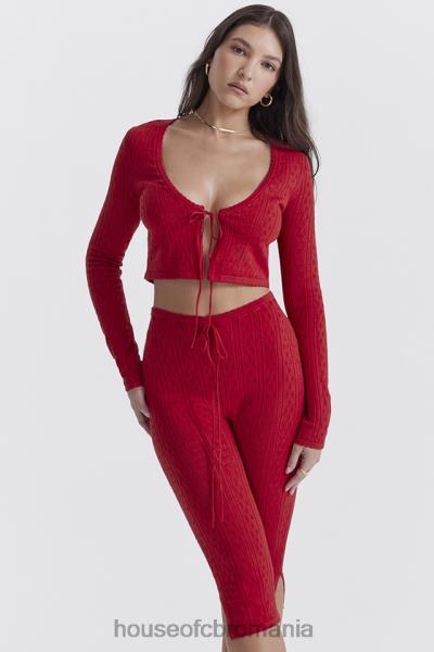 îmbrăcăminte House of CB pantaloni capri din tricot cireș abigail X4F68860