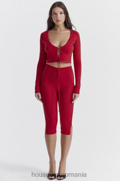 îmbrăcăminte House of CB pantaloni capri din tricot cireș abigail X4F68860