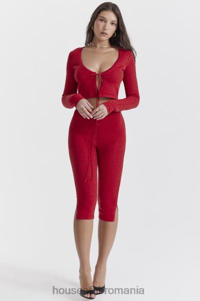 îmbrăcăminte House of CB pantaloni capri din tricot cireș abigail X4F68860