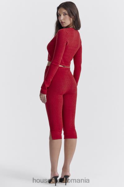 îmbrăcăminte House of CB pantaloni capri din tricot cireș abigail X4F68860