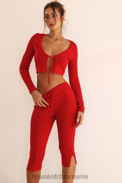 îmbrăcăminte House of CB pantaloni capri din tricot cireș abigail X4F68860