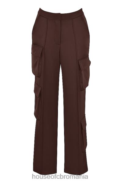 îmbrăcăminte House of CB pantaloni cargo din satin ciocolata daria X4F68939