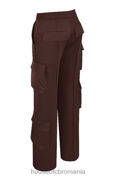 îmbrăcăminte House of CB pantaloni cargo din satin ciocolata daria X4F68939