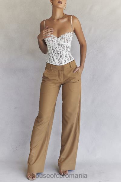 îmbrăcăminte House of CB pantaloni croiți relaxați cameron caramel X4F68907