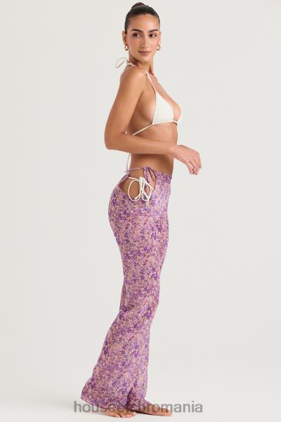 îmbrăcăminte House of CB pantaloni cu decupaj floral violet keala X4F68929