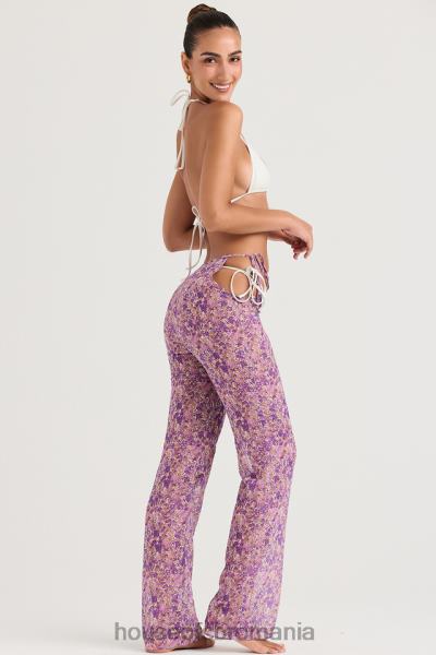 îmbrăcăminte House of CB pantaloni cu decupaj floral violet keala X4F68929