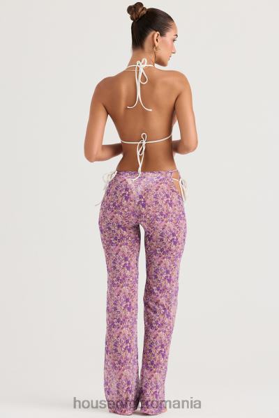 îmbrăcăminte House of CB pantaloni cu decupaj floral violet keala X4F68929