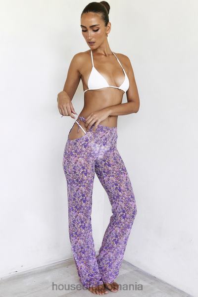 îmbrăcăminte House of CB pantaloni cu decupaj floral violet keala X4F68929