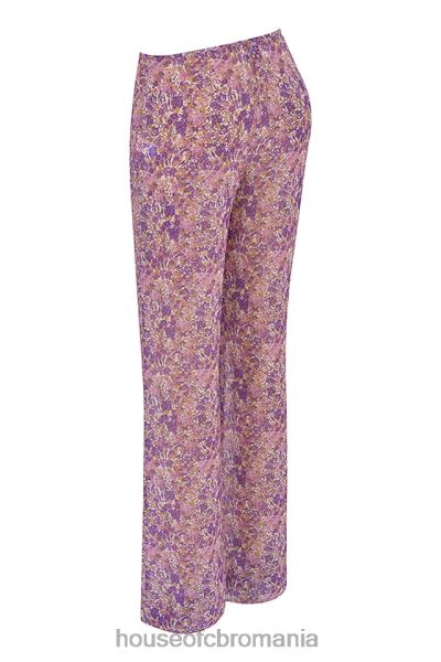 îmbrăcăminte House of CB pantaloni cu decupaj floral violet keala X4F68929