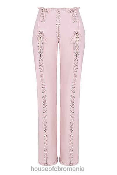 îmbrăcăminte House of CB pantaloni cu șiret din piele vegană elliot peach X4F68844