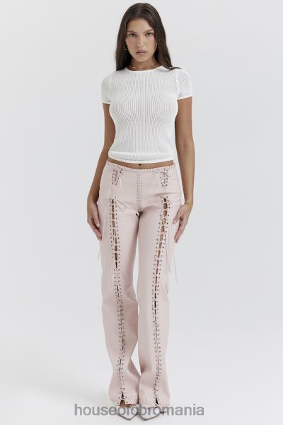îmbrăcăminte House of CB pantaloni cu șiret din piele vegană elliot peach X4F68844
