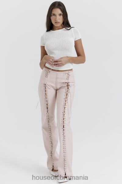 îmbrăcăminte House of CB pantaloni cu șiret din piele vegană elliot peach X4F68844