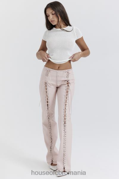 îmbrăcăminte House of CB pantaloni cu șiret din piele vegană elliot peach X4F68844