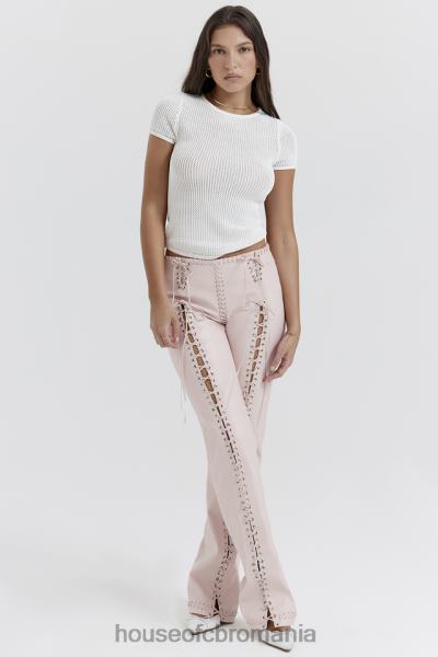 îmbrăcăminte House of CB pantaloni cu șiret din piele vegană elliot peach X4F68844