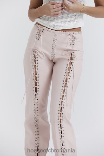 îmbrăcăminte House of CB pantaloni cu șiret din piele vegană elliot peach X4F68844