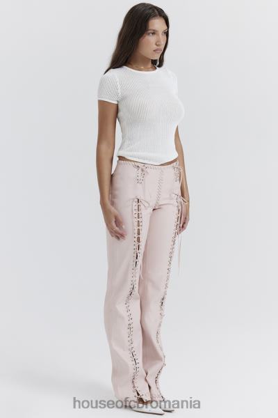 îmbrăcăminte House of CB pantaloni cu șiret din piele vegană elliot peach X4F68844