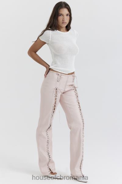 îmbrăcăminte House of CB pantaloni cu șiret din piele vegană elliot peach X4F68844