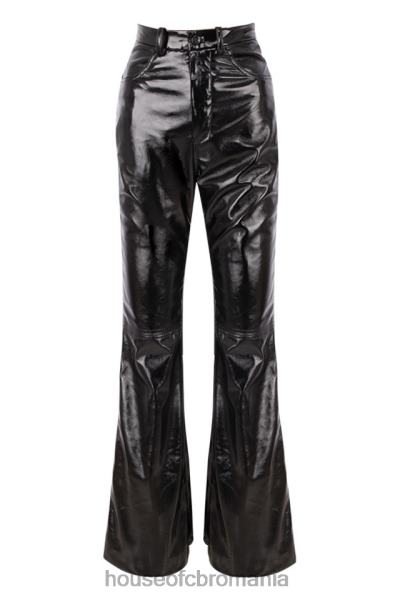 îmbrăcăminte House of CB pantaloni cu talie înaltă din piele vegană neagră X4F681012