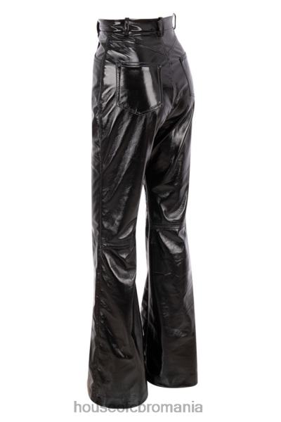 îmbrăcăminte House of CB pantaloni cu talie înaltă din piele vegană neagră X4F681012
