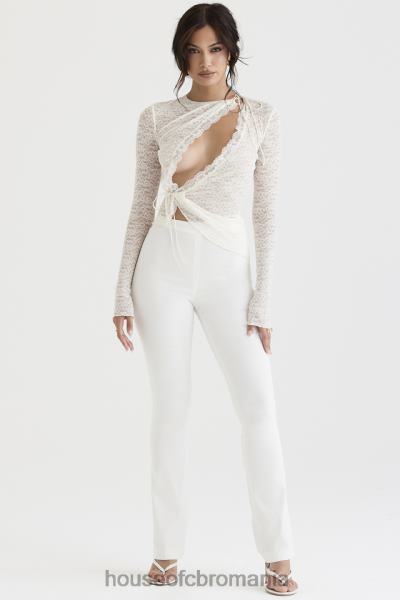 îmbrăcăminte House of CB pantaloni cu talie înaltă laurl ivory X4F68910