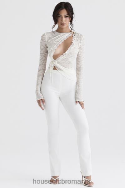 îmbrăcăminte House of CB pantaloni cu talie înaltă laurl ivory X4F68910