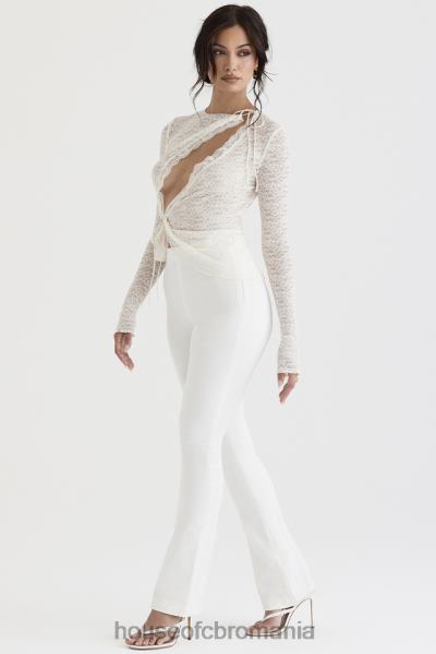 îmbrăcăminte House of CB pantaloni cu talie înaltă laurl ivory X4F68910