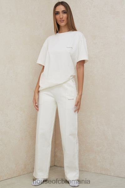îmbrăcăminte House of CB pantaloni de sport dina alb drept cu picioare X4F681002