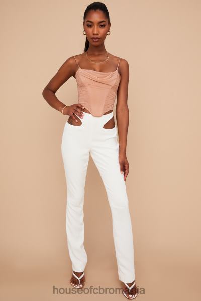 îmbrăcăminte House of CB pantaloni decupați din crepon alb Osaka X4F68960