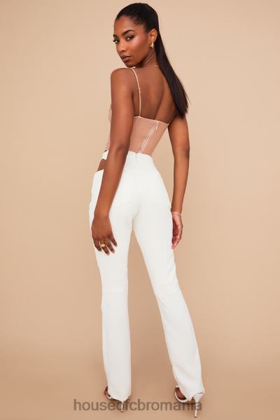 îmbrăcăminte House of CB pantaloni decupați din crepon alb Osaka X4F68960
