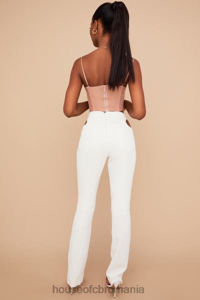 îmbrăcăminte House of CB pantaloni decupați din crepon alb Osaka X4F68960