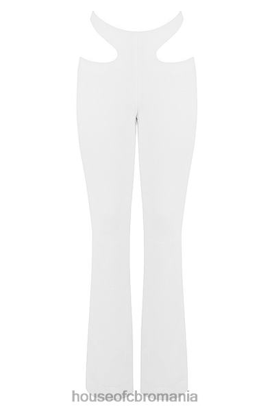 îmbrăcăminte House of CB pantaloni decupați din crepon alb Osaka X4F68960