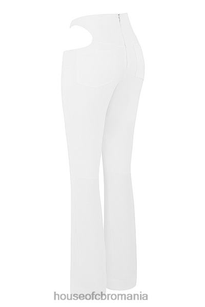 îmbrăcăminte House of CB pantaloni decupați din crepon alb Osaka X4F68960