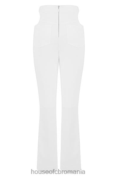 îmbrăcăminte House of CB pantaloni decupați din crepon alb Osaka X4F68960