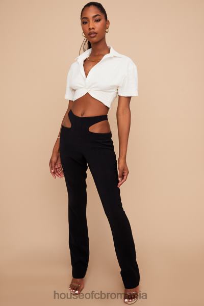 îmbrăcăminte House of CB pantaloni decupați din crepon negru Osaka X4F68961