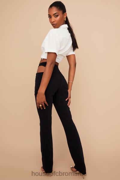 îmbrăcăminte House of CB pantaloni decupați din crepon negru Osaka X4F68961