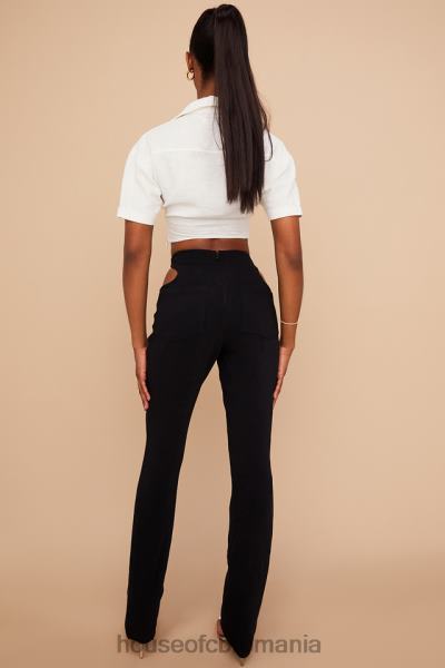 îmbrăcăminte House of CB pantaloni decupați din crepon negru Osaka X4F68961