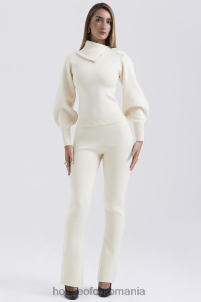 îmbrăcăminte House of CB pantaloni din amestec de cașmir crem nereida X4F68828
