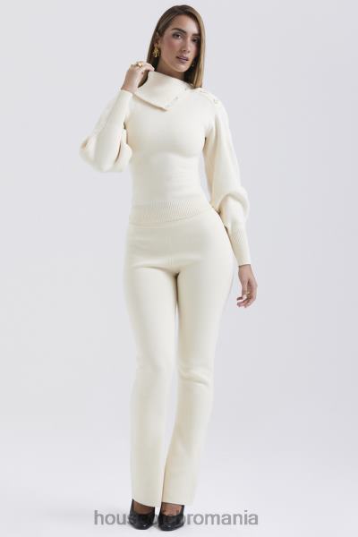 îmbrăcăminte House of CB pantaloni din amestec de cașmir crem nereida X4F68828