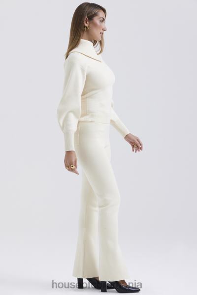 îmbrăcăminte House of CB pantaloni din amestec de cașmir crem nereida X4F68828