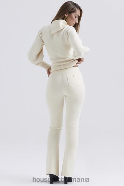 îmbrăcăminte House of CB pantaloni din amestec de cașmir crem nereida X4F68828
