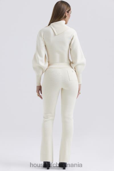 îmbrăcăminte House of CB pantaloni din amestec de cașmir crem nereida X4F68828
