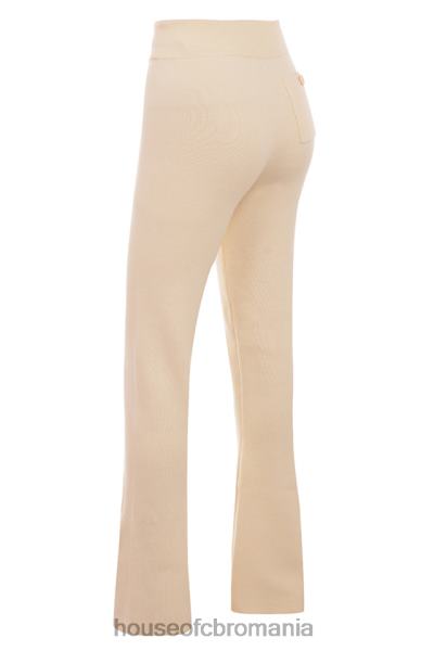 îmbrăcăminte House of CB pantaloni din amestec de cașmir crem nereida X4F68828